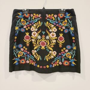 Umgee Black Folk Art Print Mini Skirt